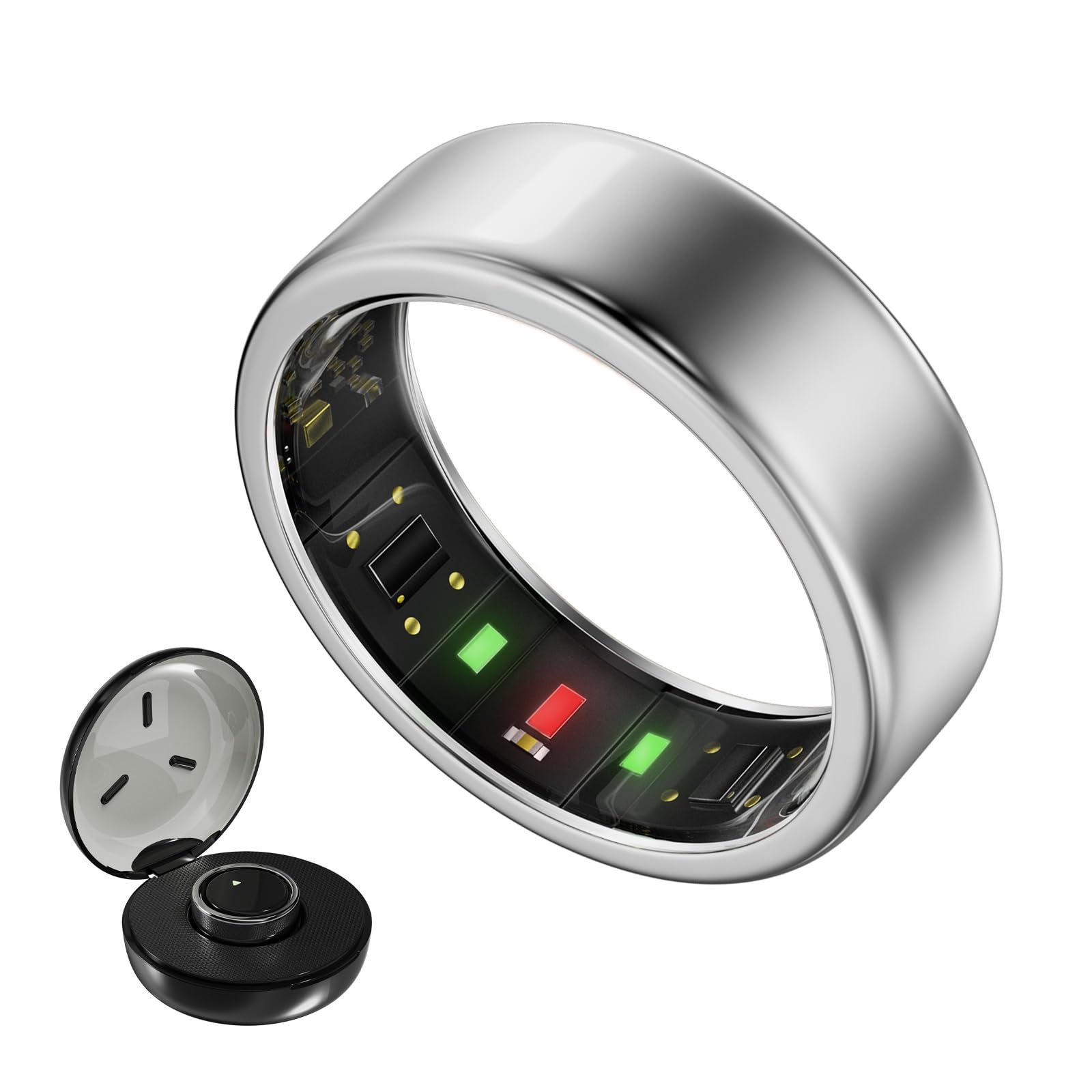 Anello intelligente in titanio per donne e uomini, ultra leggero (2,7-3,2 g), batteria 4-6 giorni, custodia da 500 mAh per 3 ricariche, tracker salute e fitness (oro rosa 9)