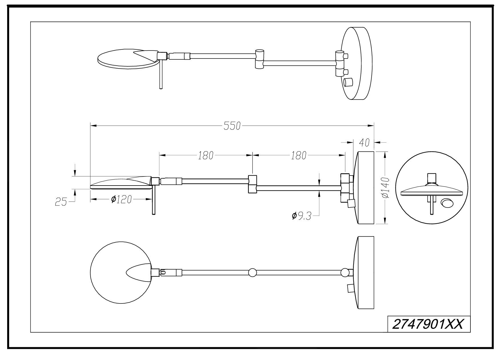 Trio Leuchten Lampa ścienna LED Kazan 274770132, metal, czarny matowy, 8 W, ściemniacz obrotowy