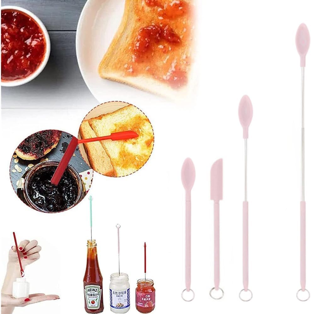 Kofati Mini Silicone Spatula Set for Makeup - 2Pcs Reusable Beauty Spatula for Cosmetics, Tiny Jar Scraper, Food Scraper