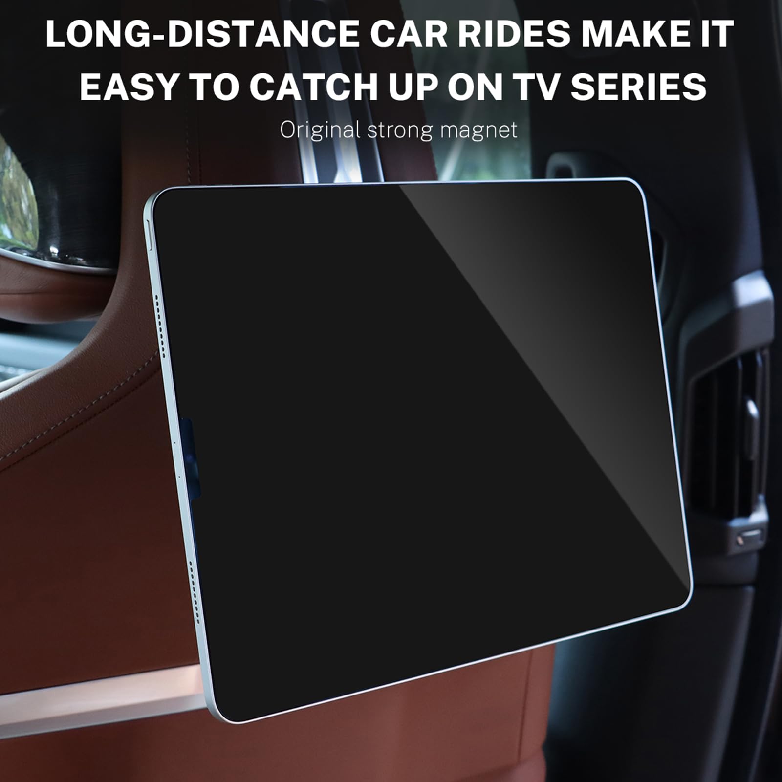 KUNGKIC Supporto per tablet da auto per BMW X3 X5 X6 I20 G05 G06 G45 G60 G61 G70 Mag-Safe Supporto magnetico per cellulare da auto, poggiatesta universale girevole a 360°