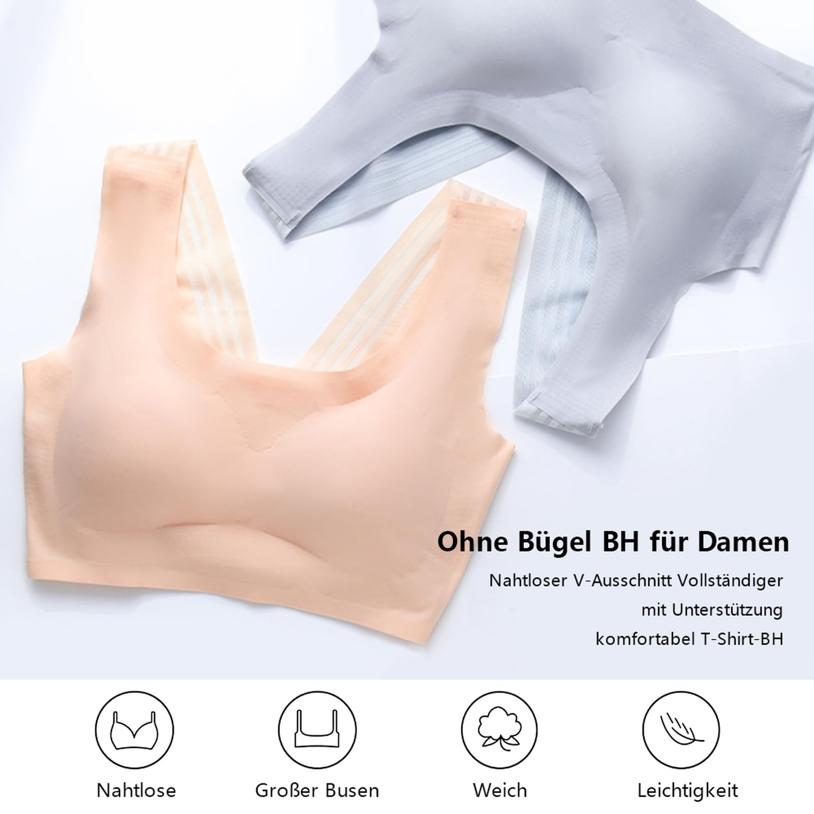 Brassiere Sport Femme sans Armature Soutien Gorge Push up | brassière forte poitrine couverture complète bretelles larges et confortables pour se détendre à la maison