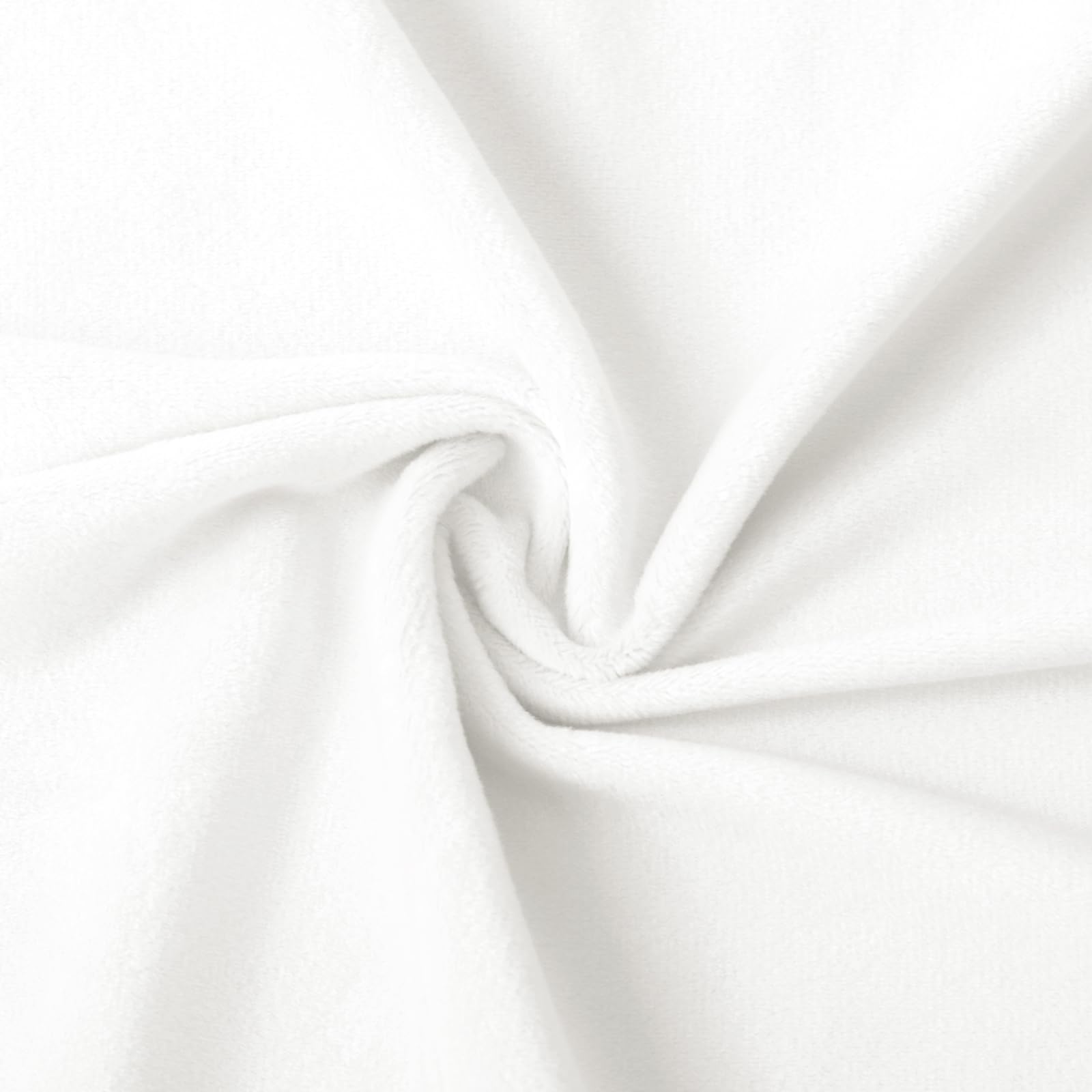 44”W Minky Fabric by The Yard, 1 Yard Pre-Cut Minky Fleece Fabric White Cuddle Minky Fabric, 4-Way Stretch Soft Plush Fabric Solid Minky for Blanket, Pillow Cover, Scarf, Sewing(1Y,White) - 1