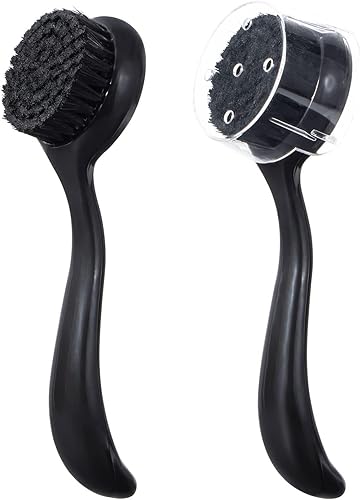Ooloveminso - Cepillo de limpieza facial de cerdas de carbón, 2 cepillos manuales para limpieza profunda y exfoliación, limpiador facial para