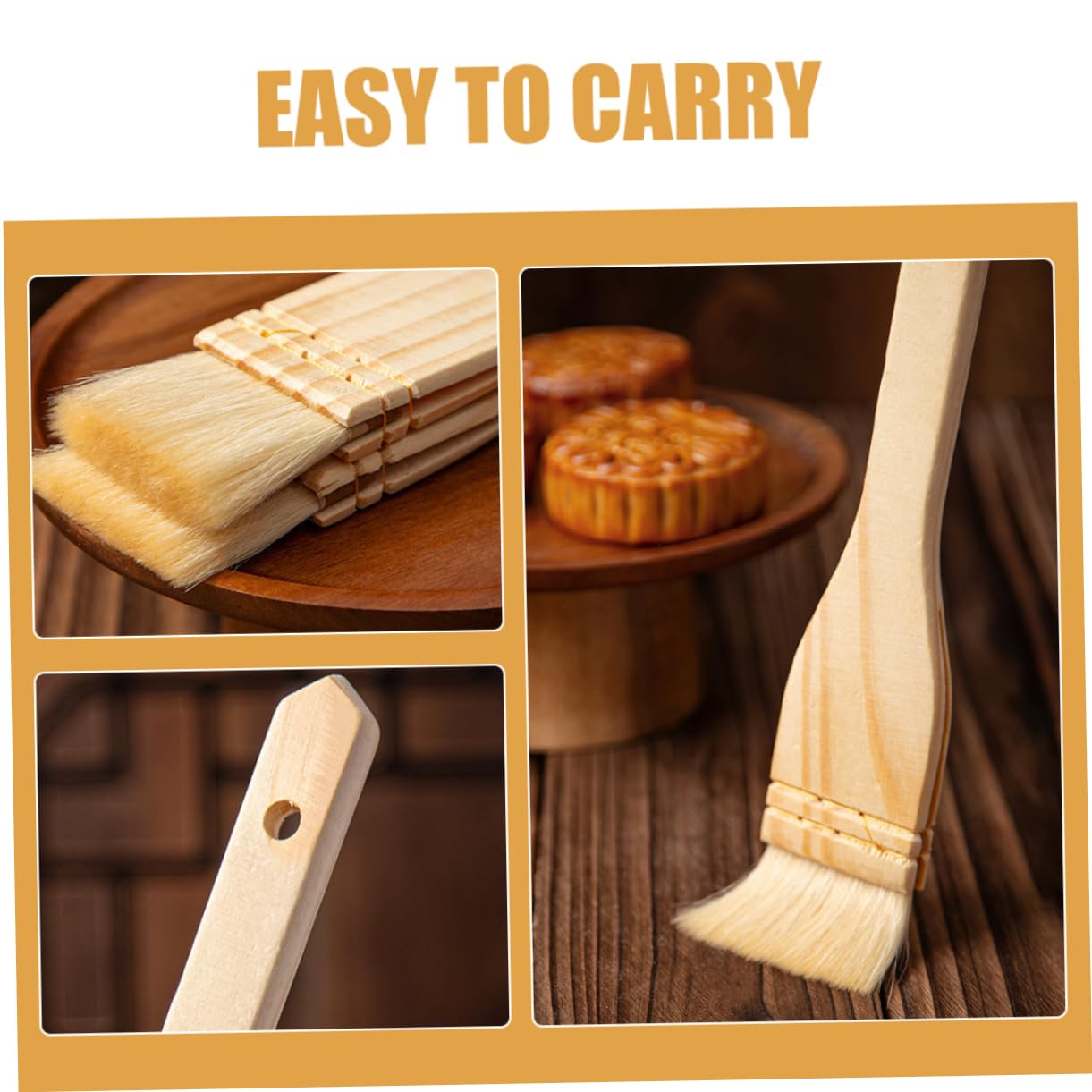 Unomor 2Pcs Wool Basting Brush Grilling Pastry Brush for Bbq Outdoor Cooking and Baking Lightweight Easy to Clean for Sauces and Marinades