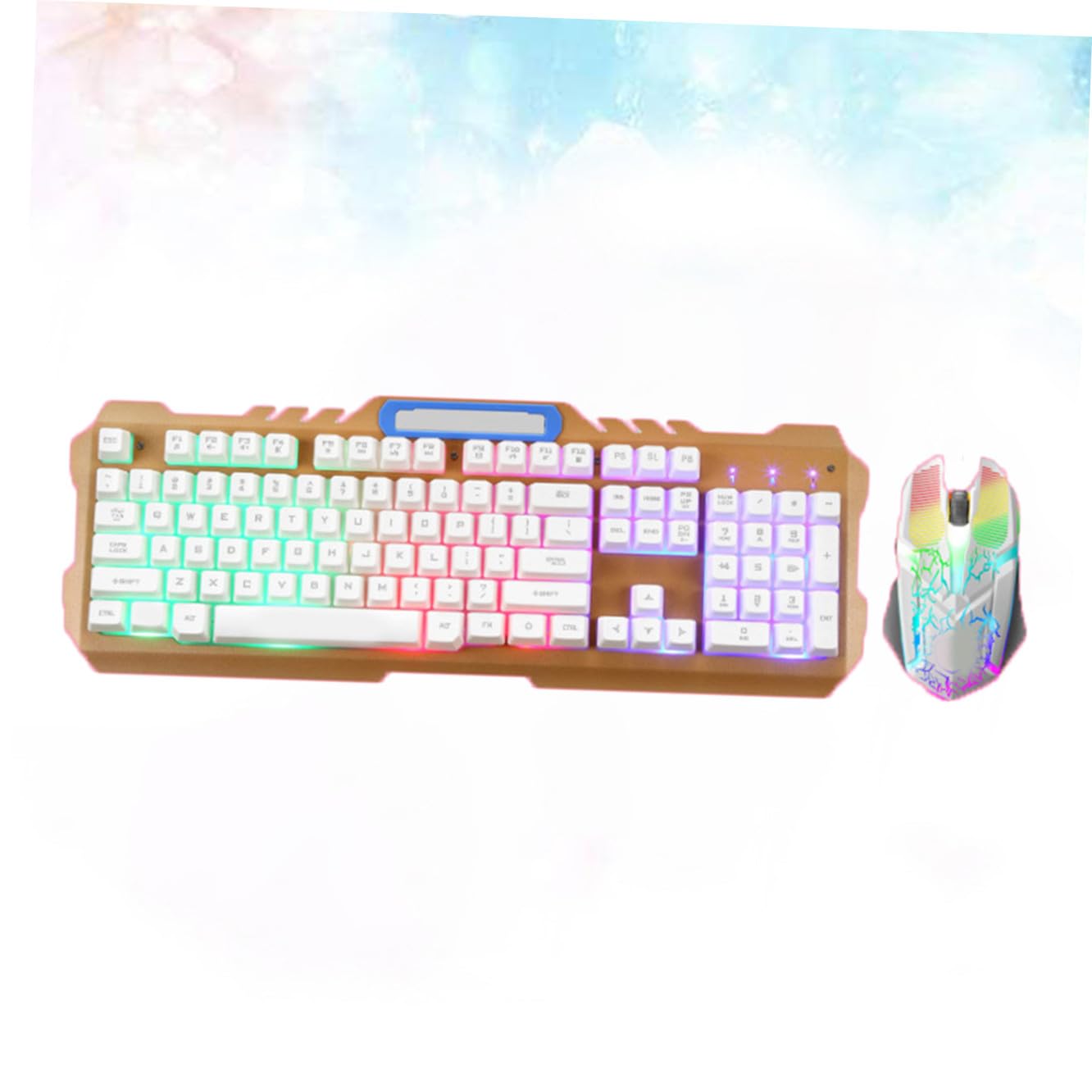 Angoily Teclado Mecánico Retroiluminado con Cable Ratón USB Ergonómico Teclas para Juegos Calidad