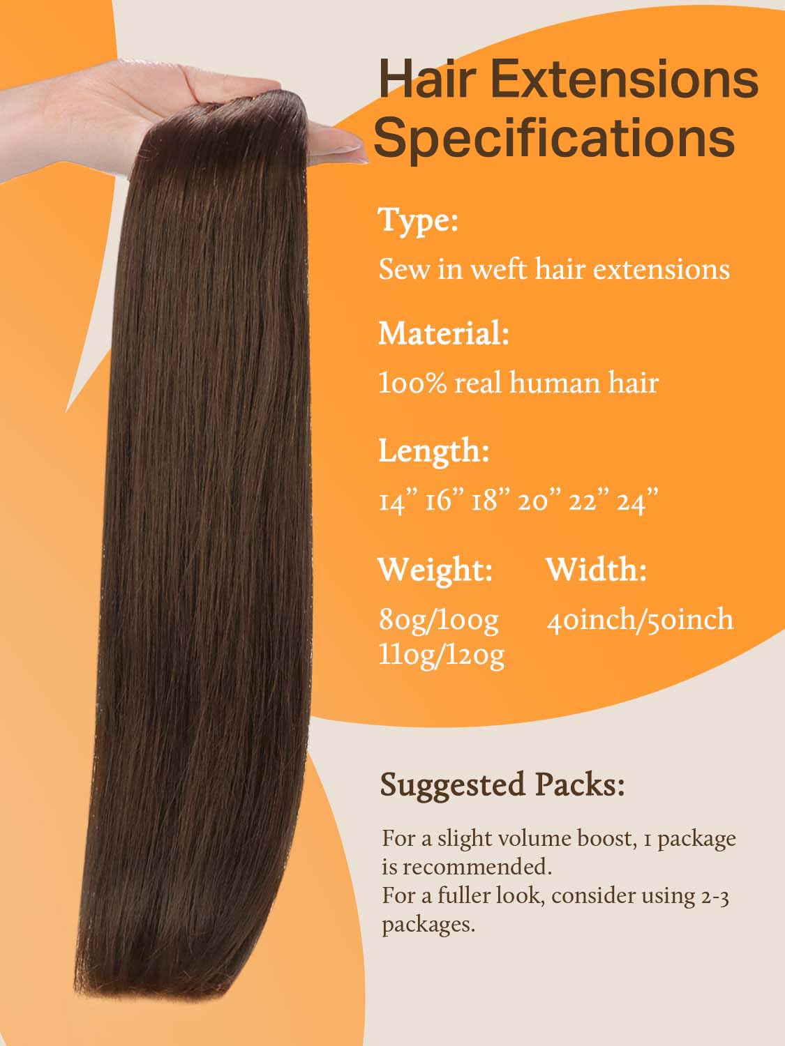 22in Real Human Hair Sew in Weft Extensions Full Head 110g Straight Amazon.com : WENNALIFE Sew in Hair Extensions Real Human  main image 4