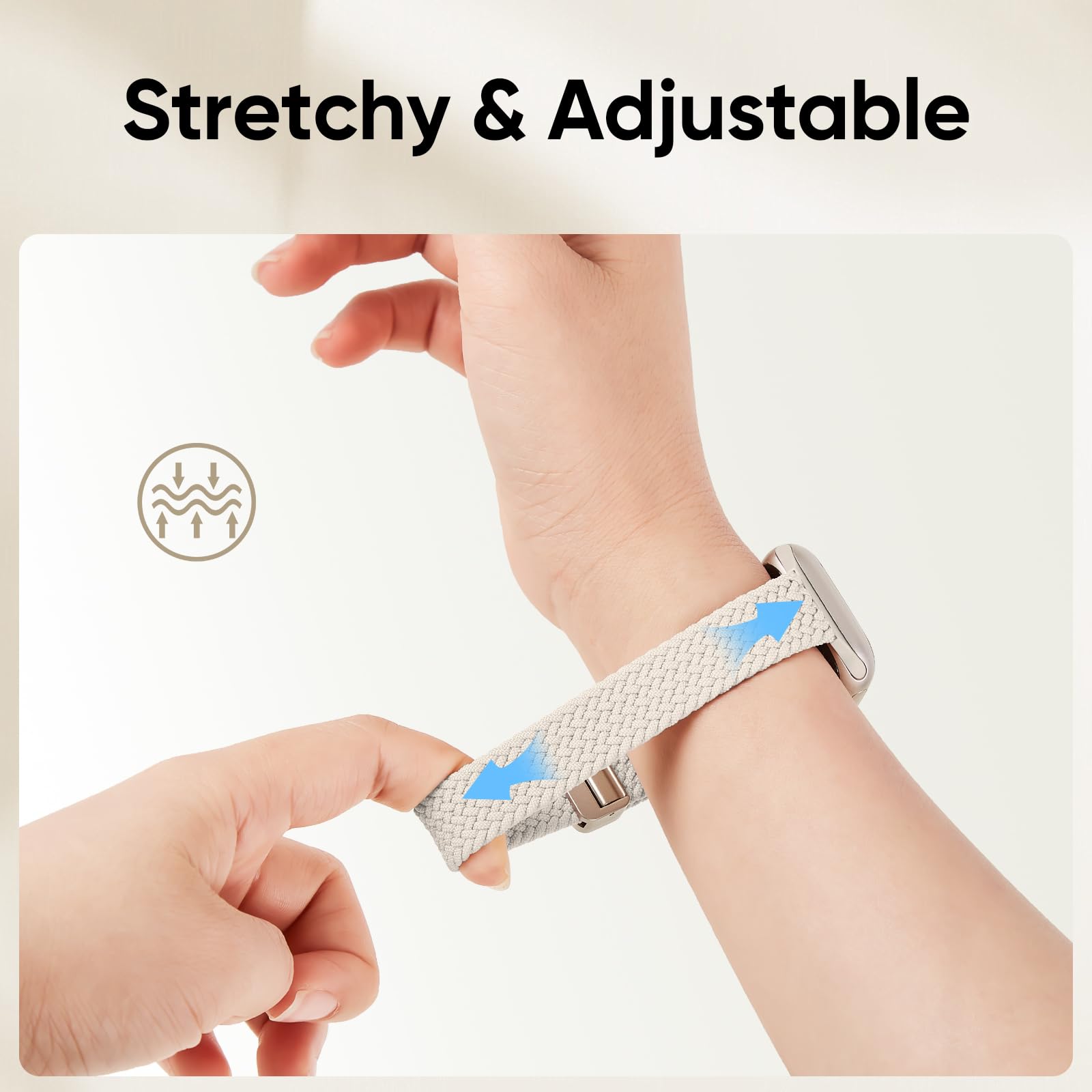 Slim Stretchy Band Compatible with Apple Watch Bands 40mm 41mm 42mm 38mm 44mm 45mm 46mm Women Men, Thin Elastic Nylon Sport Braided Solo Loop Magnetic Strap for iWatch Series 11 10 9 8 7 6 5 4 3 SE 2 — view 3