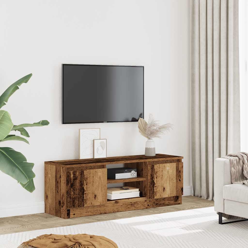 Générique Szafka pod telewizor z drewna inżynierskiego 102x30x36 cm | 2 przegródki, półki, drzwi pyłoszczelne, przechowywanie DVD i gry