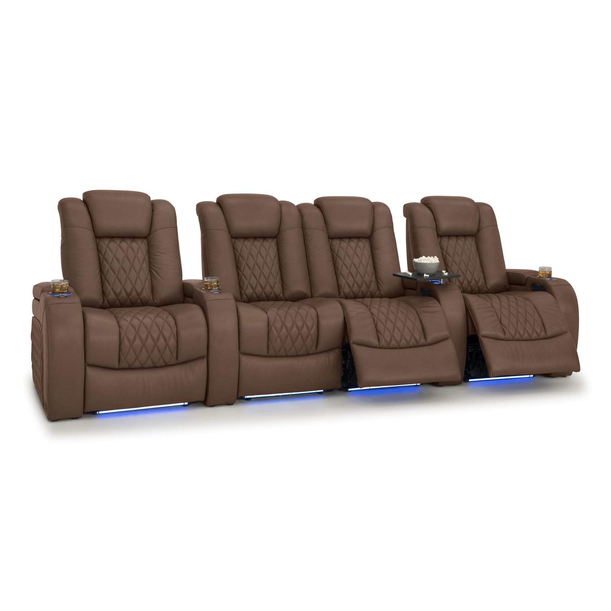Seatcraft Diamante Home Theater Seating Tobacco Row of 4 Middle Loveseat