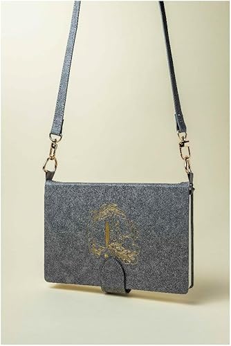 Sling Notebook - Cuadrícula de puntos A5 gris negro para diario bujo - cuaderno de viñetas - fácil de transportar - páginas perforadas de 120 GSM