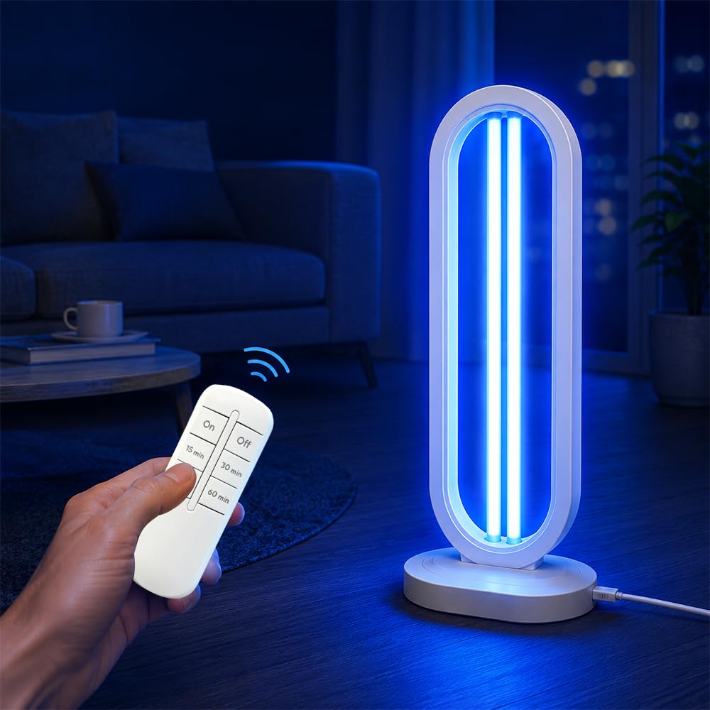 UVC Lampe, UV Lampe Desinfektion 38W mit Ozongeneration, UV Desinfektionsgerät für Räume von 40 m², 220V UVC Licht für Badezimmer, Schlafzimmer, Küche, Büro, Hotel