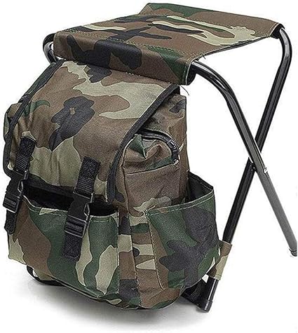 La silla tipo mochila Merkts es de tela Oxford, portátil, plegable y resistente. Con soporte reforzado, multifuncional y con bolsa de almacenamiento. Ideal para caza, pesca y camping.
