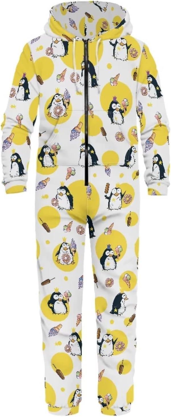 Coloranimal Unisex Women Men Novelty Onesie Pajamas Jumpsuits Family Matching Active One Piece Tracksuits for Adult