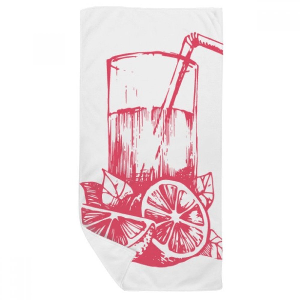 Serviette de bain doux gant de toilette 35x70cm multicolore motif jus de citron