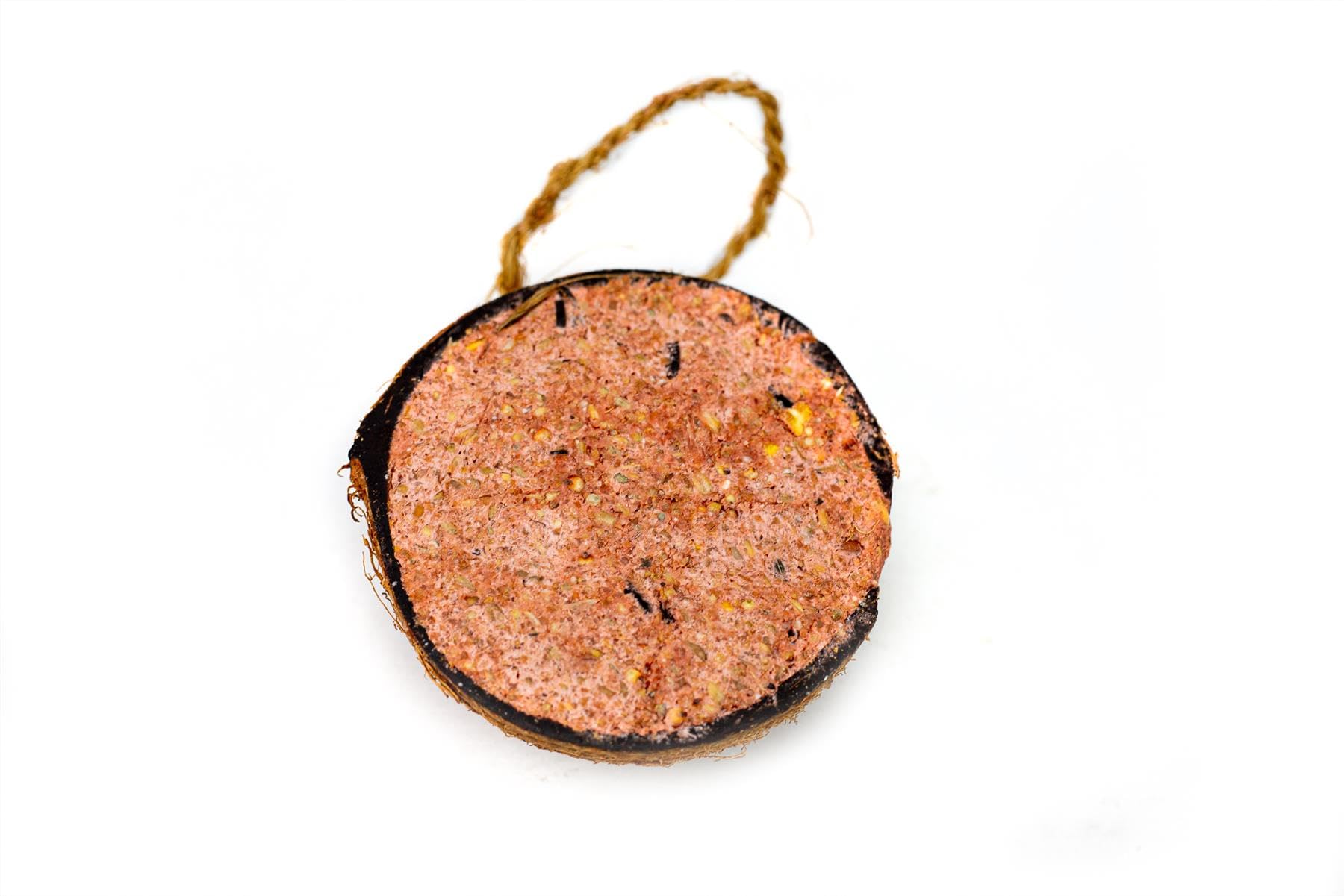 Chubby Coconut Halves Topped with Berry, Bird Feeder Coconut Shells for Wild Birds, Suet for Blackbirds, Woodpeckers, Starlings & Sparrows (1 Pack)
