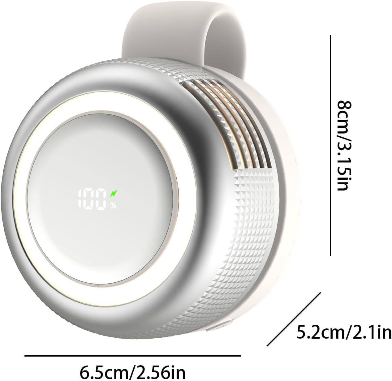 TFQXA1Z Ultra-Quiet Bladeless Clip-On Fan, 360° Rotatable Personal Fan with Digital Display, 5-Speed Rechargeable Mini Fan for Home, Office, School, Summer Gift (White)