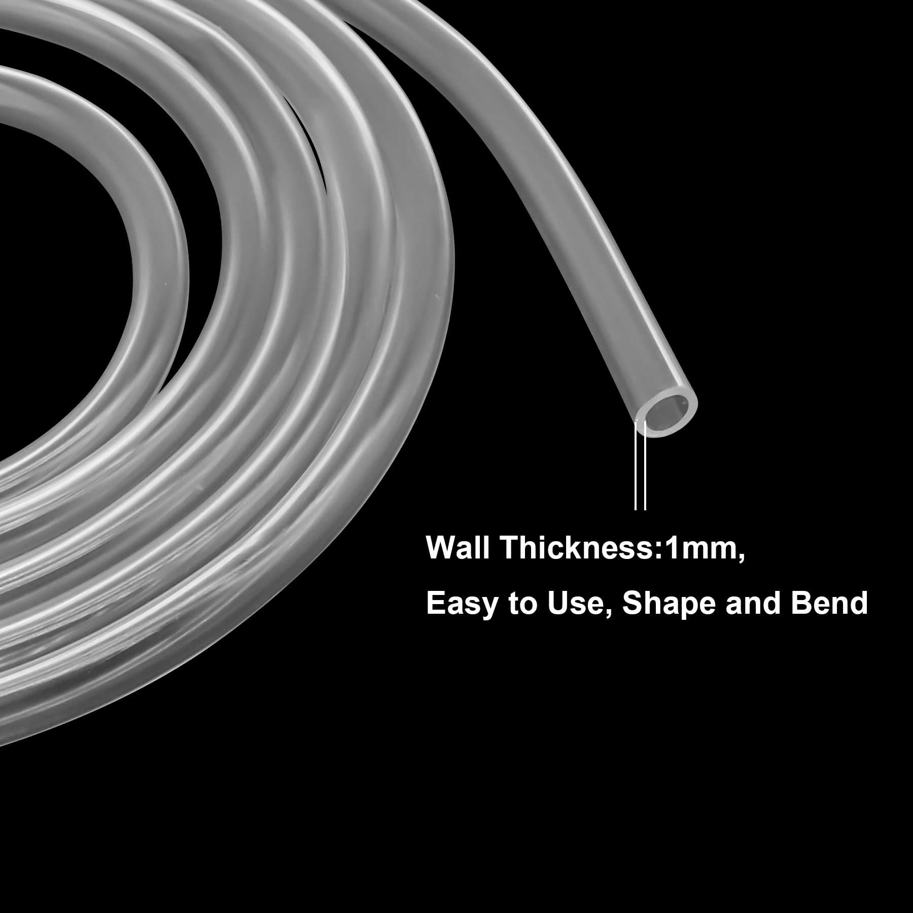 iMeistek Flexibler Kunststoffschlauch, 4 mm Innendurchmesser x 6 mm Außendurchmesser, 3 m Länge, Lebensmittelechtes PVC, Transparenter Vinylschlauch zum Übertragen von Wasser und Luft
