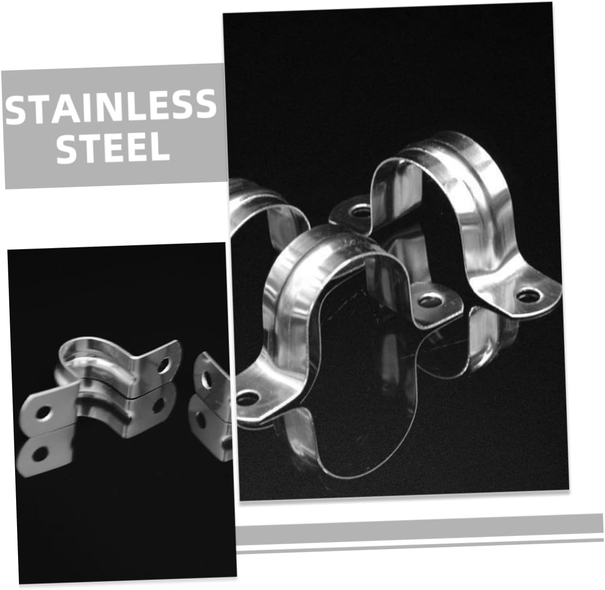 MERRYHAPY 10Pcs Stainless Steel Pipe Strap Clamps U Shaped Tube Clips for Ducting Garden Hose Quick Connect Durable Easy Installation Brackets for Plumber Water Pipe Support