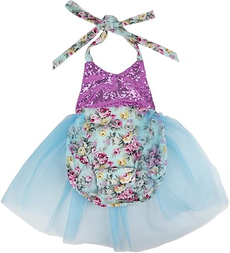 Wennikids Mameluco de sirena con lentejuelas para bebé y niña