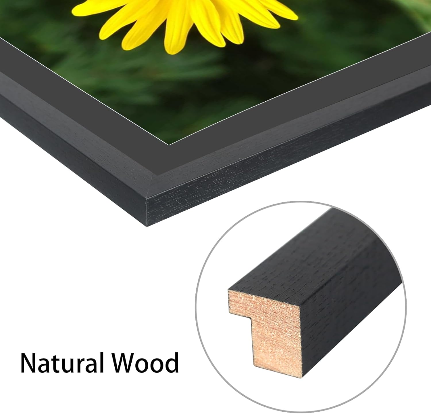 Mxtallup 14x14 Diamond Painting Frame with 12x12 in Black Mat ，Display Pictures 12x12 in With Mat or 14x14 in Without Mat, 30x30 cm Poster Picture Frames 35x35 cm Photo Frames Wood,Black