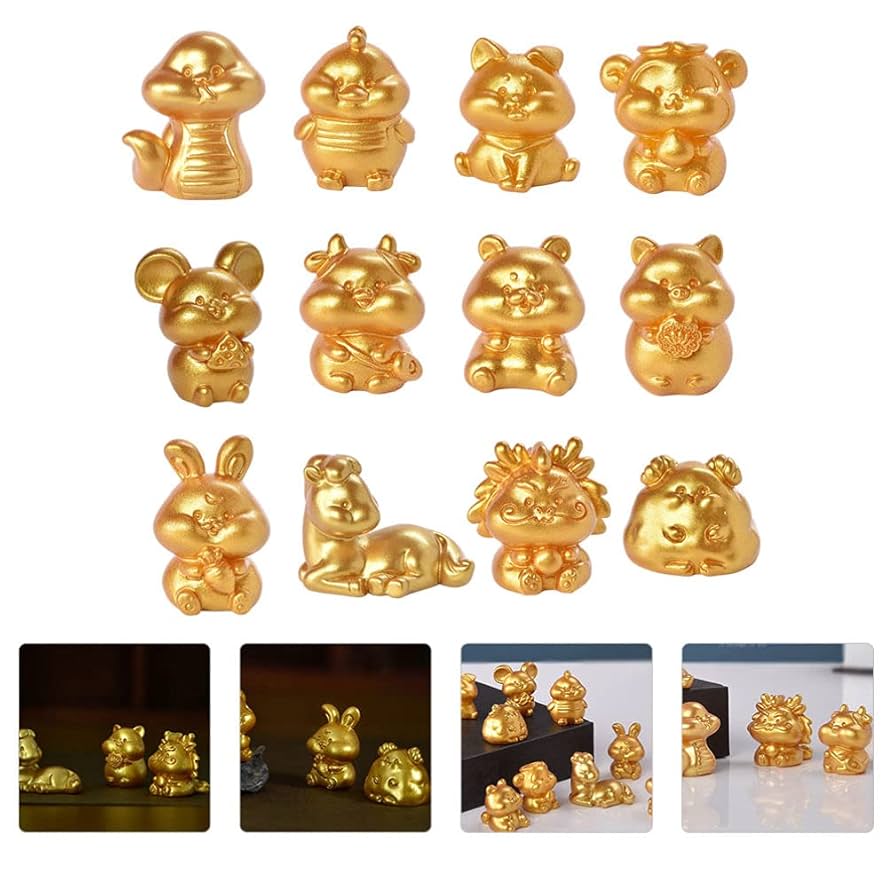 金色 十二支 動物 置物 12体セット Amazon.co.jp: NUOLUX 12個 干支置物 十二支セット かわいい