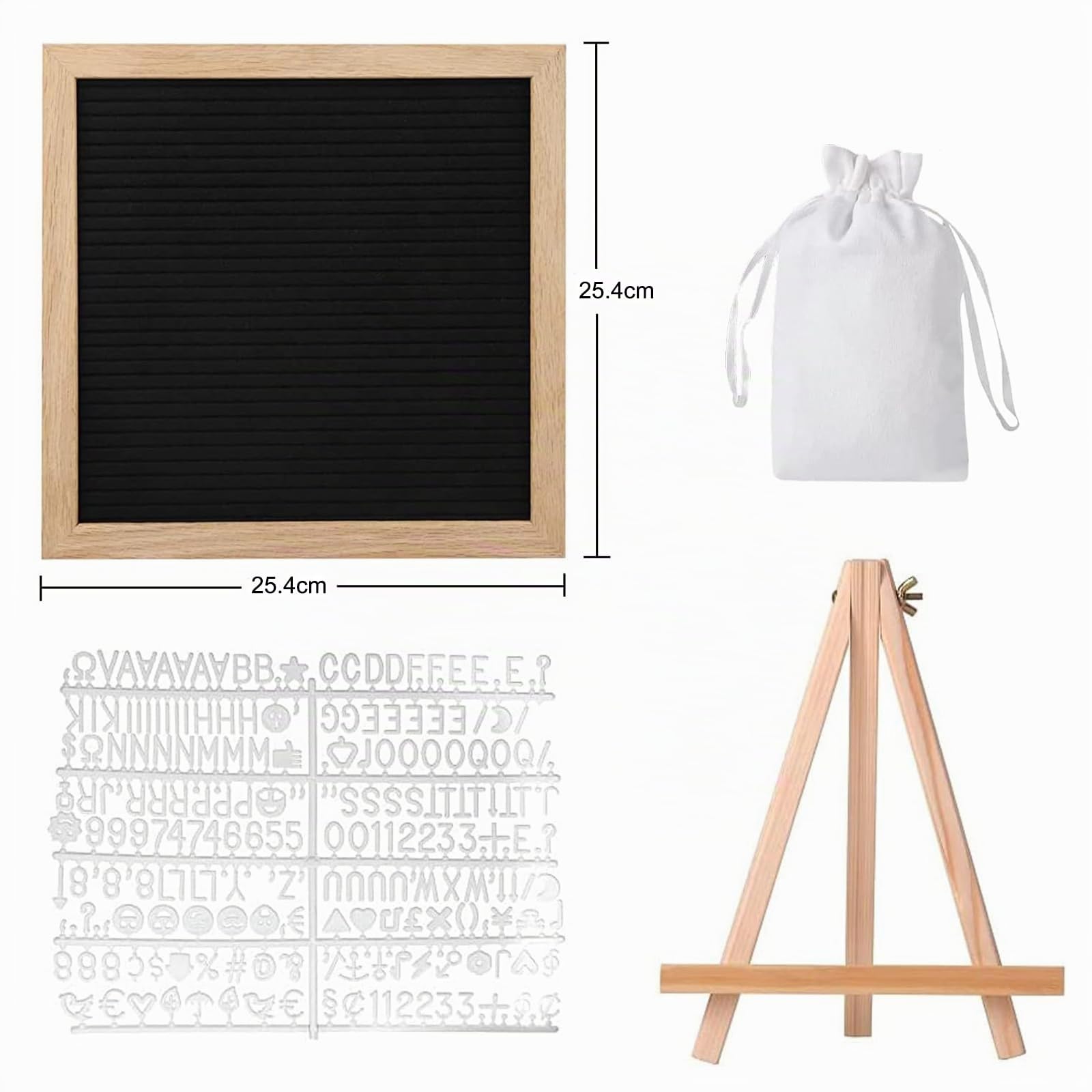 Tableau à lettres en feutre, 25,4 x 25,4 cm, tableau à lettres interchangeable avec 340 lettres, cadre en bois pour annonces de bébé, jalons, décoration de bureau, panneau de mot de passe, cadeaux de