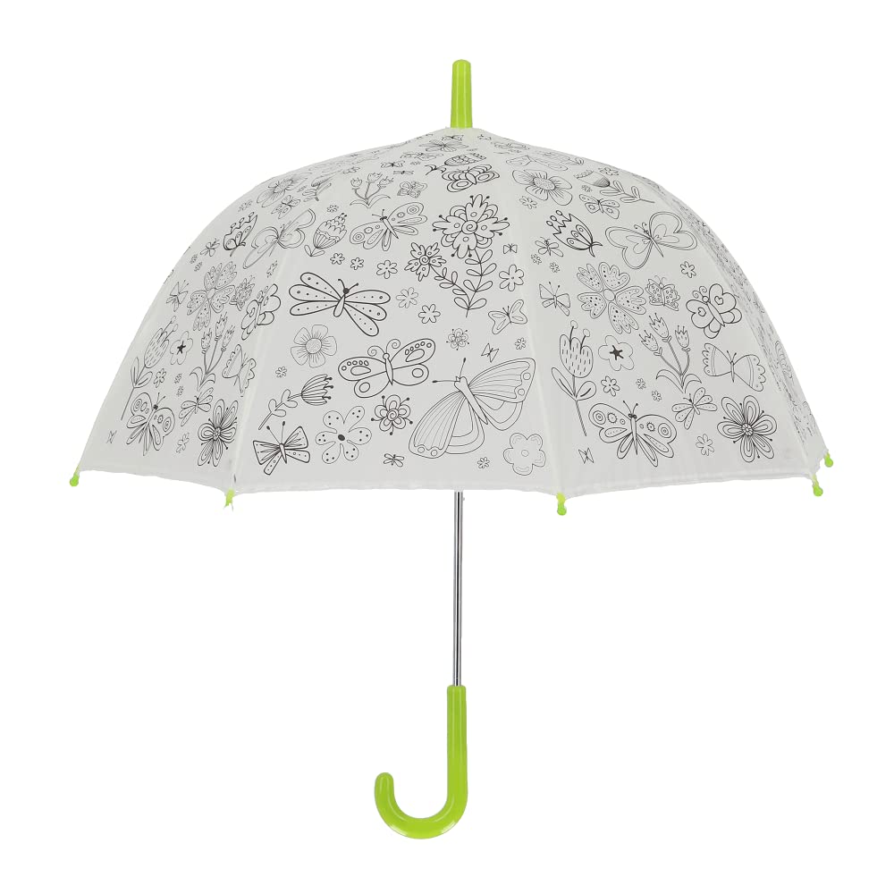 Esschert Design Regenschirm für Kinder mit Blumen & Insekten PiY zum Ausmalen