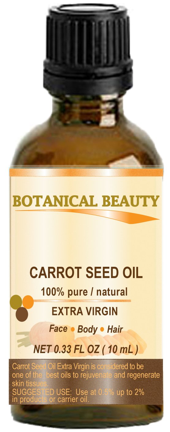 CARROT SEED OIL 100% Pure/Natural/Extra Virgin/Unrefined/Cold Pressed/Undiluted Carrier Oil. 0.33 Fl.oz.- 10 ml. Skin, Body and Hair Care. by Botanical Beauty