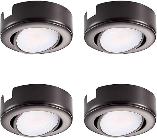 GETINLIGHT Inlight - Paquete de 4 luces de disco, acabado bronce, blanco cálido 2700K