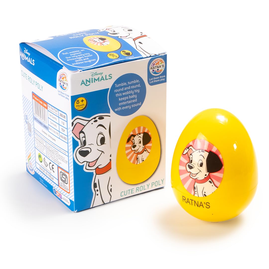 Ratna's Disney Animals Dalmatians Cute Roly Poly Push and Shake Wobbling Bell Sounds Musical Rattling Toy for New Born Babies & Toddlers