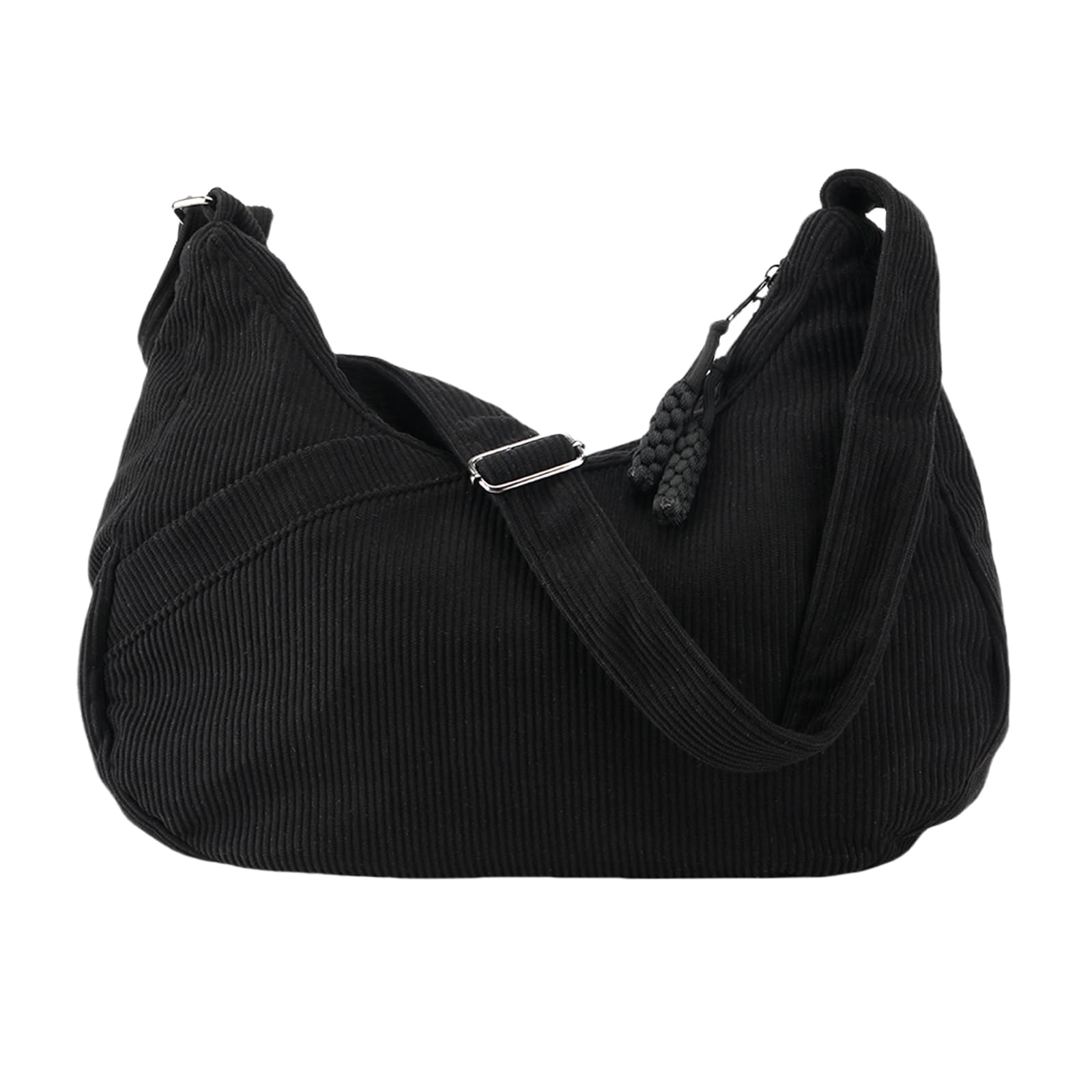 Sac crossbody demi-lune grand volume en velours noir contre le désordre