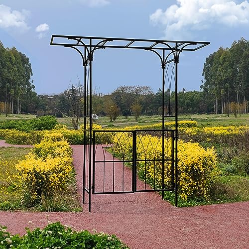 MOOFAR Metal Garden Arch with Double Gate Heavy-duty Arbor Trellis ...