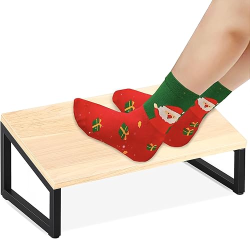 Miniatura 6 de SEHERTIWY Reposapiés debajo del escritorio para uso en la oficina, taburetes ergonómicos de madera con metal para oficina, hogar, cocina,