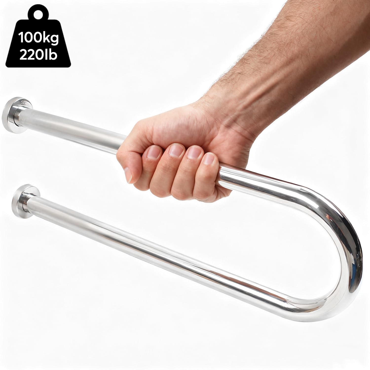 Asidero de acero inoxidable para discapacitados, 60 cm, para personas mayores, capacidad de carga de 350 kg