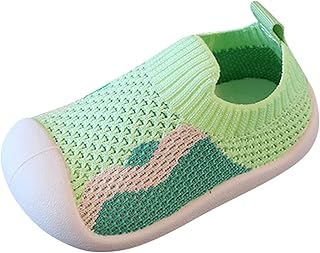 Sapatos iluminados para meninas tamanho 3 meninas meninos crianças sapatos de lazer malha macia inferior respirável sapatos esportivos sem cadarço meias sapatos infantis slip on meninas pequenas tamanho 13 sapatos (verde, 7 bebês)