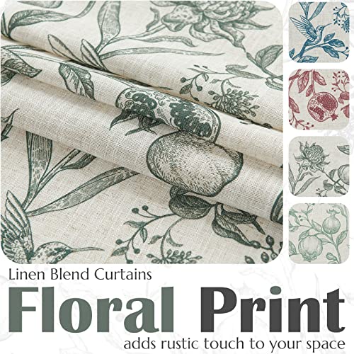 Jinchan Tie Up Valances Curtains Floral Window Shade Toile De Jouy Valances For Windows 45 Inch Farmhouse Small Window Curtains Adjustable For Living Room Kitchen Light Filtering 2 Panels Dark Green #TOP2