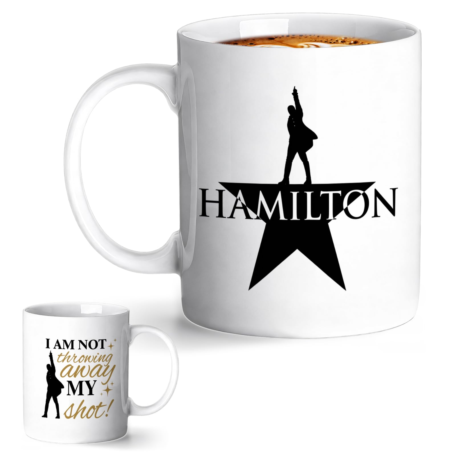 Hamilton Mug, Hamilton Merch Ceramic Mug, Classic White Musical Themed Coffee Mug Cup, Hamilton Gifts for Musical Fans, 9.5x8.2cm / 3.7x3.2inch