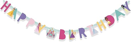 Disney Princess - Cartel articulado de cumpleaños de 10.25 pulgadas, 1 unidad, haz que tu celebración sea mágica y memorable