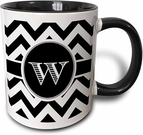 3dRose Black And White Chevron Monogram inicial W taza, color negro y blanco, 11 onzas Blanco,Amarillo/blanco,https://www.amazon.com/dp/undefined