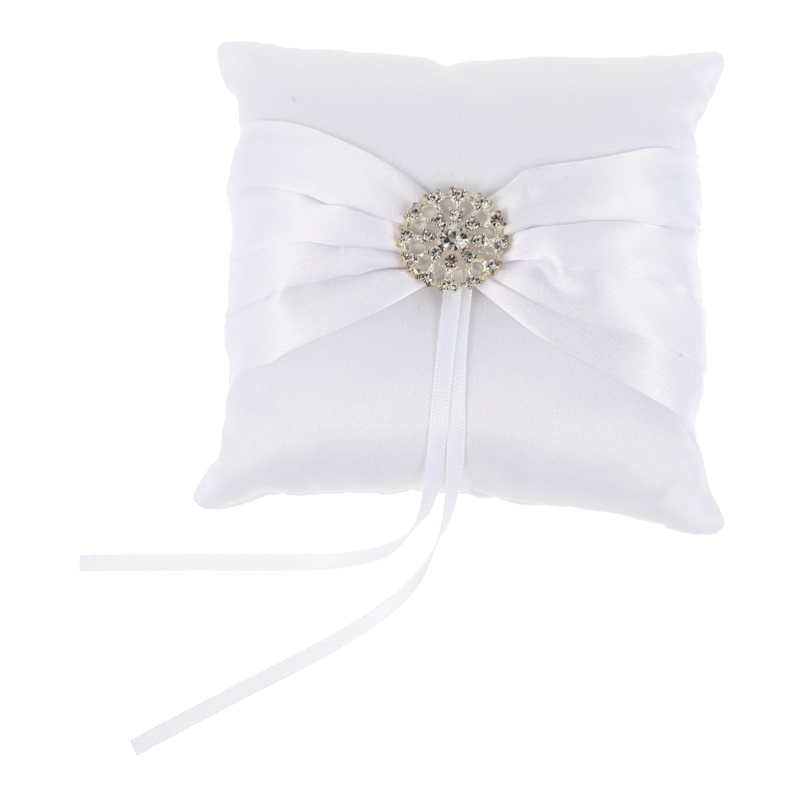 COLLBATH 10x10cm Satin Bridal Shower Ring Bearer Pillow for Wedding De White Wedding Ring Pillow