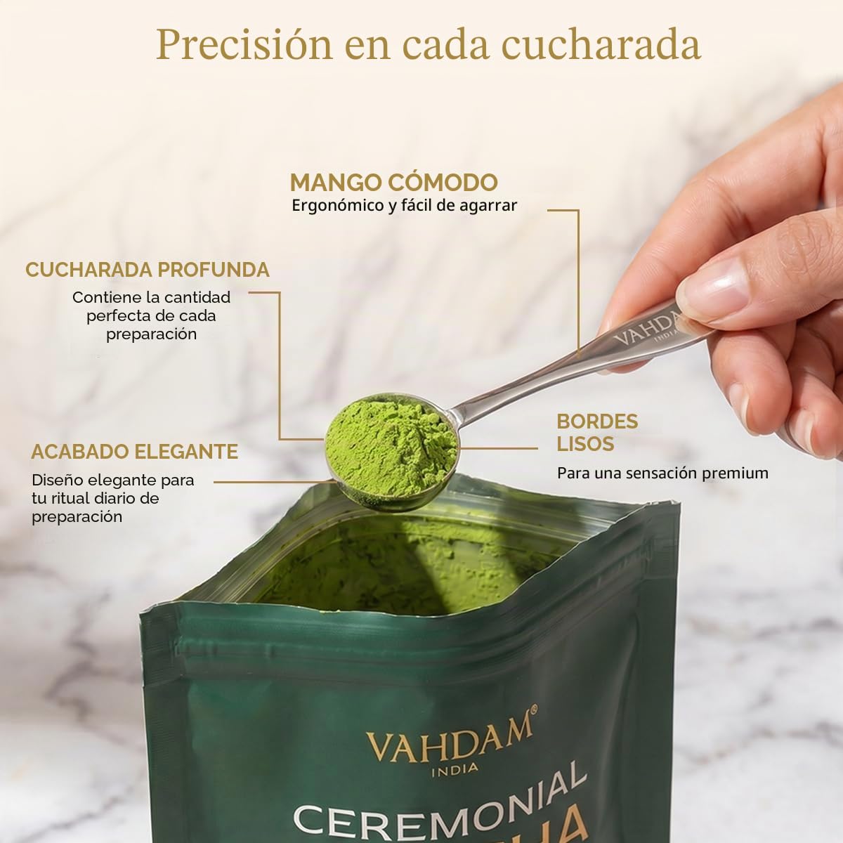 VAHDAM, Cuchara de té Perfect Serve | Cucharas de té de acero inoxidable | Cuchara mini de medición perfecta para preparar