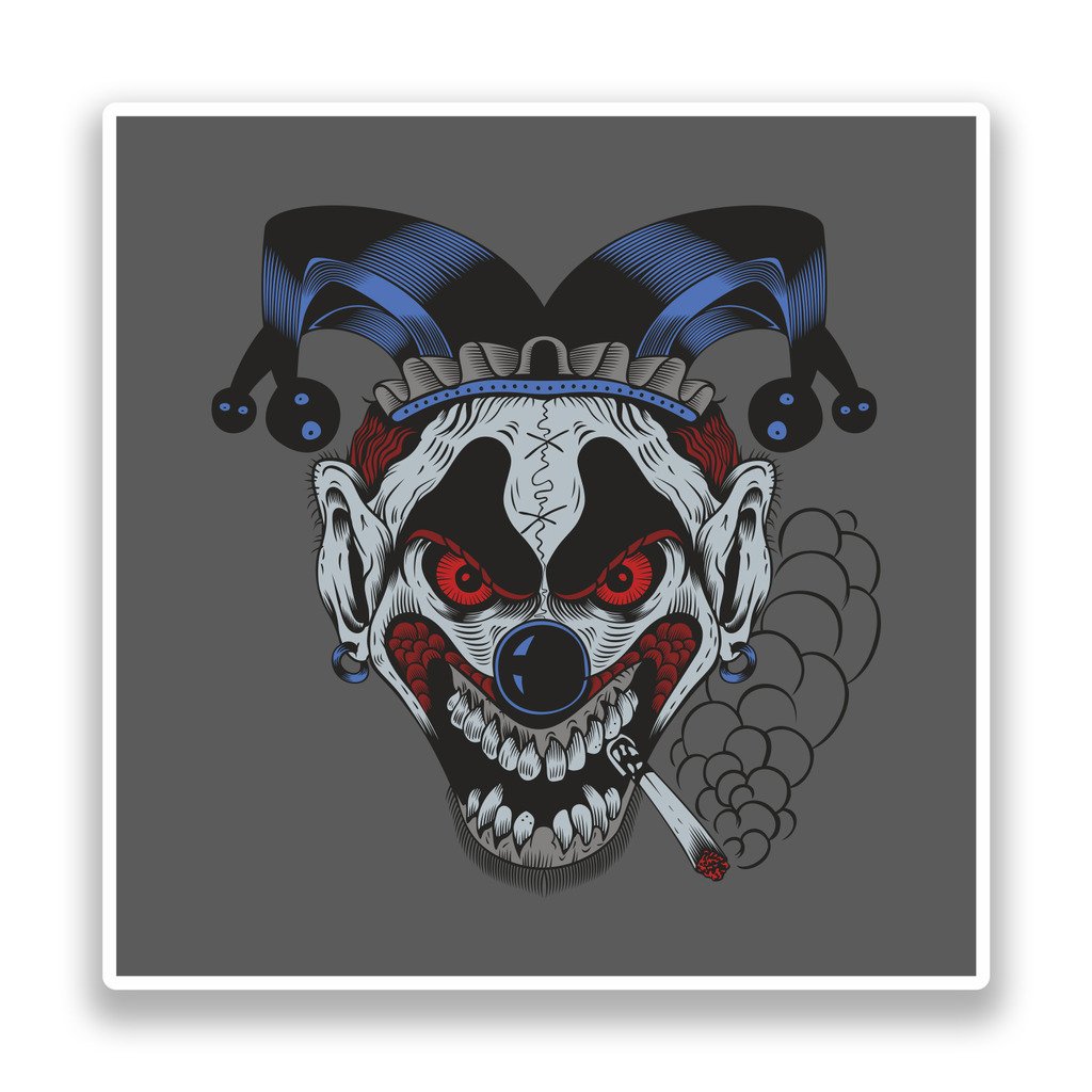 2 x 30cm/300mm Scary Clown Adesivi vinilici Scary Halloween Horror #7361