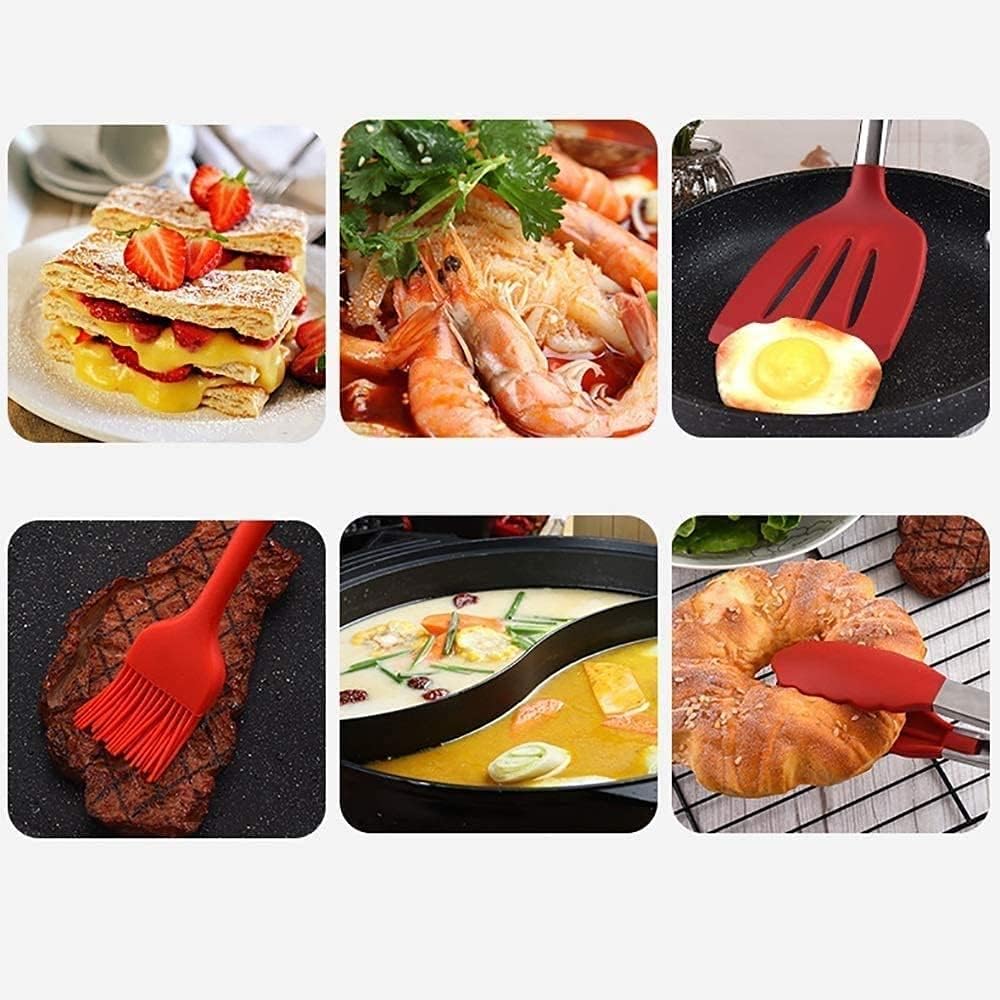 Silicone Cooking Utensil Set,13 PCS Non-Stick Silicone Cooking Utensils Set, Kitchen Utensil Gadgets Tools Set,Baking, Serving and Cooking Utensils