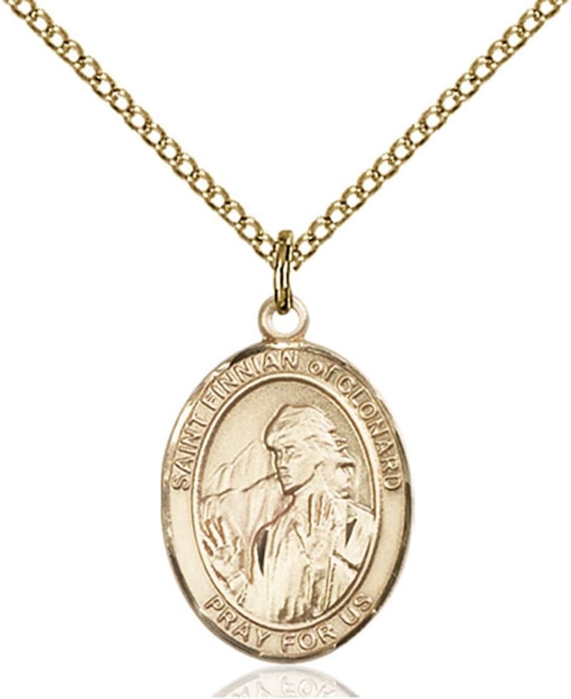 Bonyak Jewelry St. Finnian of Clonard Hand-Crafted Oval Medal Pendant in 14kt Yellow Gold-Filled