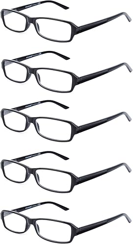 Miniatura 6 de Juego de 5 vasos de lectura rectangluar unisex de plástico clásico para hombres y mujeres, negro, azul, gris y tortuga