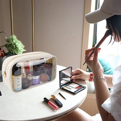 Miniatura 2 de Bolsa de cosméticos de viaje Bolsa de maquillaje Preppy Bolsa transparente con cremallera para mujeres Nylon y TPU, Negro -, Moda