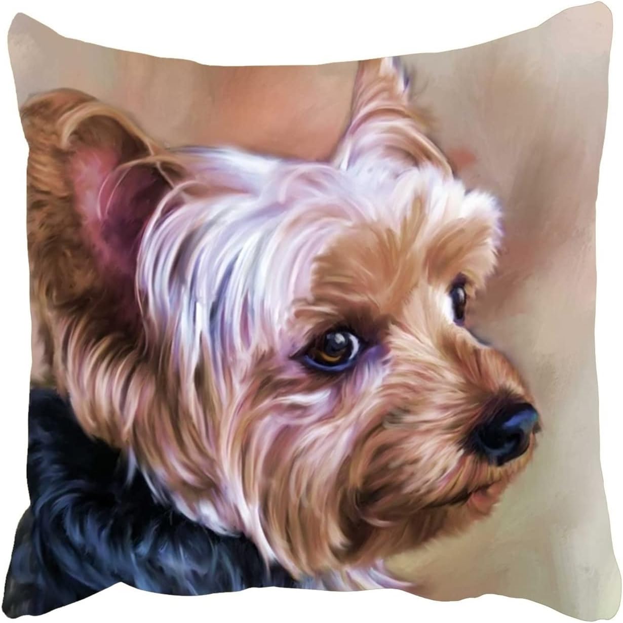 DZGlobal Personalized Yorkie Dog Throw Pillow Cases Yorkie Pillow Cover Dog Pillow Case 18x18 Soft Cotton Yorkshire Terrier Cushion Covers Decorative Pillowcase for Couch Sofa Bedroom Car