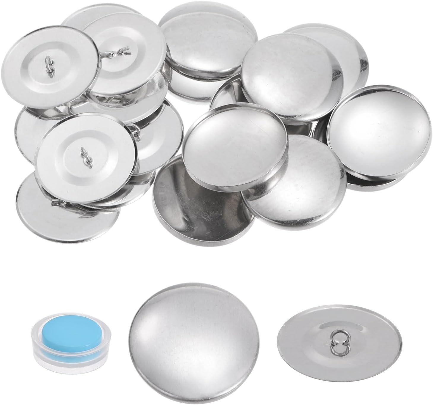 sourcing map 10 Sets Self Cover Button Kit 60L 1.5" 38mm with Wire Backs Aluminum Buttons to Cover Fabric Button Maker Covered Buttons Kit with Tools for DIY Cloth Home Decor Sewing