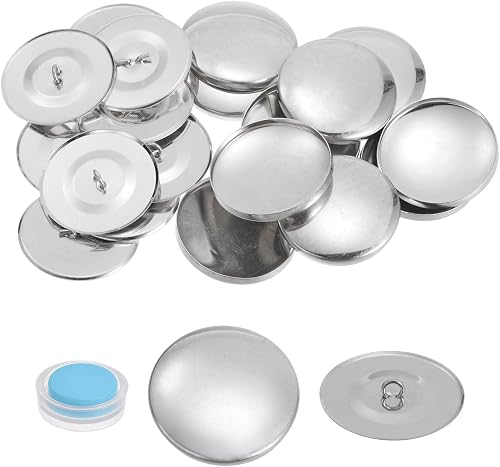 HARFINGTON 10 Sets Self Cover Button Kit 60L 1.5" 38mm with Wire Backs | Aluminum Buttons to Cover Fabric Button Maker Covered Buttons Kit with Tools for DIY Cloth Home Decor Sewing