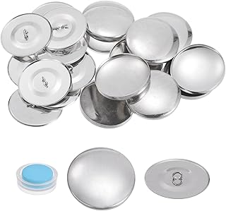 HARFINGTON 10 Sets Self Cover Button Kit 60L 1.5" 38mm with Wire Backs Aluminum Buttons to Cover Fabric Button Maker Covered Buttons Kit with Tools for DIY Cloth Home Decor Sewing